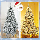Goplus 7.5ft Pre-Lit Artificial Christmas Tree, Premium PVC Snow Flocked Hinged Pine Tree with Metal Stand and LED Lights, Perfect Xmas Decoration for Indoor and Outdoor — 2