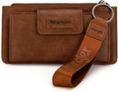 Montana West X Wrangler Brown Wristlet Wallet Minimalist Clutch Womens Wallet Rfid Card Cases & Money Organizers with Coin Purse and Smooth Zipper
