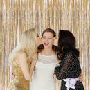 2 Pcs 3.2ft x 8.2ft Champagne Gold Metallic Tinsel Foil Fringe Curtains Photo Booth Backdrop for Baby Shower Birthday Wedding Holiday Celebration Bachelorette Party Decorations — 4