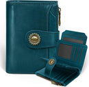 Icycay Cat Small Wallet Women RFID Blocking Bifold Cute Credit Card Holder - Peacock Blue — 1