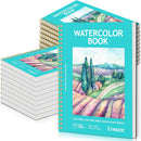 Creazic 20-Pack Watercolor Paper Pad, 5.5"x8.5" (140lb/300g) - Spiral Bound with Easy-Tear Line, Watercolor Journal，Watercolor Sketchbook for Kids & Adults, Ideal for Small Exercises, Travel Painting | Teal | 5.5" x 8.5" Spiral Bound (pack of 20) — 1