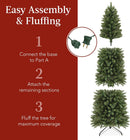 Best Choice Products 6ft Artificial Pencil Christmas Tree with LED Twinkling Lights, Pre-Lit Spruce Realistic Holiday Xmas Décor, 250 Lights, 618 Tips — 4