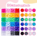 INSCRAFT 1200PCS Bracelet Making Kit, 24 Colors Pony Rainbow Kandi Beads, Friendship Bracelet Kit with Elastic… — 3