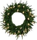 Nearly Natural 24in Pre-Lit Artificial Luxembourg Pine Christmas Wreath with Multicolored LED Lights — 1