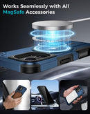 Goton 3 in 1 for iPhone 16 Case with Privacy Screen Protector Blue — 6