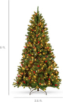 Best Choice Products 6ft Pre-Lit Pre-Decorated Artificial Christmas Tree Spruce w/Twinkling LEDs Pinecones, Berries, 250 Lights, w/ 798 Tips — 7
