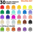 Fabric Paint, Shuttle Art 30 Colors Permanent Soft Fabric Paint in Bottles (60ml/2oz) with Brushes, Palette, Stencils, Non-Toxic Textile Paint for T-shirts, Shoes, Jeans, Bags, DIY Projects&Art Crafts | 2 Fl Oz (Pack of 30) | Regular — 2