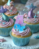 Mermaid Themed Birthday Candles, Number 4 Girls Glitter Birthday Party Supplies,Anniversary Party Decor,2.87 inch Cake Topper Decorations (Mermaid Themed, Number 4) — 6