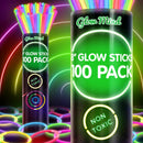 100 Glow Sticks Bulk Party Pack, 8" Halloween Glow Bracelets and Necklaces | 100 Pack — 1