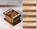 Small Wooden Puzzle Box for Kids, Secret Lock and Key, Carved — 3