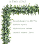 DearHouse Faux Eucalyptus Garland Plant, 2 Pack Artificial Vines Hanging Eucalyptus Leaves Greenery Garland for Wedding Backdrop Arch Wall Decor, 6 Feet/pcs UV Protected Indoor Outdoor — 7
