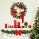 Christmas Wreaths for Front Door 24 Inch Prelit Holiday Wreath with Red Roses, White Peonies, Red Berries, Greenery & Velvet Bow Christmas Door Wreath Indoor Outdoor — 2