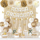 White and Gold Birthday Decorations for Women Girls with Butterfly Sticker — 1