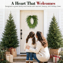 24" Prelit Norfolk Pine Christmas Wreath with 50LED Lights, Heart Shape Wreath for Front Door, Real Touch Cedar Wreath — 2