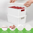 6 Pack Plastic Storage Baskets with Lid,White Stackable Bins — 4
