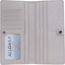 Alldaily Ultra Slim Thin Women Wallet RFID Blocking Credit Card Holder Bifold Long Ladies Billfold (Light Grey)