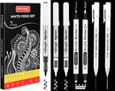 White Pens Set, White Gel Pens, Dual-Tip Acrylic Paint Pen, 7 Pack | White, Black | 0.6/1.0/2.0 mm — 8