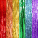 2 Pack Rainbow Party Backdrop Streamers Decorations Colorful Foil Fringe Curtains Metallic Tinsel Backdrop for Birthday First Day of School Engagement Baby Shower Christmas Holiday Party Decor | 2 Pcs — 1