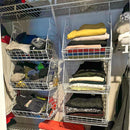 X-cosrack 3 Tier Foldable Closet Organizer, Clothes Shelves with 5 S Hooks, Wall Mount&Cabinet Wire Storage Basket Bins, for Clothing Sweaters Shoes Handbags Clutches Accessories-White Patent Design — 5