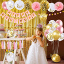 Pink and Gold Birthday Party Decorations for Women with Happy Birthday Banner,Curtains, Butterfly Wall,Circle Dots Garland,Tissue Pompoms,Paper Tassels Garland for Her | Pink Gold — 4