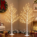 EAMBRITE Lighted Birch Tree, 6ft Prelit White Christmas Trees Outdoor 2Pack — 1