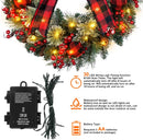 Chrisxiao 24 Inch Christmas Wreath for Front Door, Christmas Wreaths with Pine Cones, Berry Clusters, Frosted Branches and Red Bow, ffor Home Door Window Wall Indoor Outdoor Christmas Decoration — 5