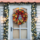 Chrisxiao 24 Inch Christmas Wreath for Front Door, Christmas Wreaths with Pine Cones, Berry Clusters, Frosted Branches and Red Bow, ffor Home Door Window Wall Indoor Outdoor Christmas Decoration — 2