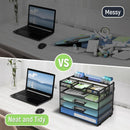 Docnest 5 Tier Mesh Desk Organizer with Removable Tray&Pen Holder, Black — 2