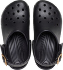 Crocs Unisex Adult Classic Metallic Buckle Clogs – Metallic Black — 7
