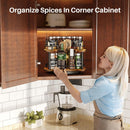 SNTD Lazy Susan Spice Rack Organizer for Cabinet, Wood, Vintage, 12 in — 2