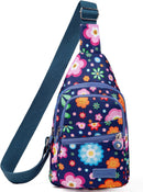 Banelu Small Sling Backpack Crossbody Sling Bag for Women, Cross Body Bag Fanny Packs Crossbody Purses - Blue Flower | D7 Blue Flower — 2