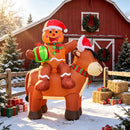 5.8FT Christmas Inflatable Highland Cow, Cute Blow Up Highland Cow with Santa Hat, Playful Gingerbread Man Holding Gift Box Riding on Cow Back for Indoor Outdoor Yard Lawn Garden Holiday Party Decor — 6