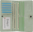 Bveyzi Ultra Slim Thin Leather RFID Blocking Credit Card Holder Bifold Clutch Wallets for Women - Sage Green - Vegan Leather — 2