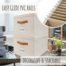 Decorative File Organizer Box Set of 2 - Collapsible Linen Filing Cabinets — 4