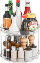 2 Tier Lazy Susan Turntable for Cabinet,Countertop,Pantry,9.5"W Spinning Seasoning Organizer,Double Rotating Kitchen Spice Rack Organizer and Condiments,Medicine,Vitamin Bottle Organizer Carousels,1Pc — 1