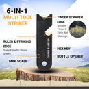 Ferro Rod Fire Starter Kit with Fatwood Tinder Stick - 3/8" Thick Ferrocerium Flint and Steel Fire Starter, Multi-Tool Striker & Pouch - Survival Fire Steel for Camping, Bushcraft & Emergency | Natural Wood — 5