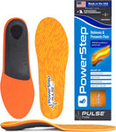 PowerStep Pulse Thin Orthotics, Arch Support Inserts, Pain Relief for Cleats & Tight Running Shoes, Insoles for Plantar Fasciitis Relief, Mild Pronation, Shin Splints, Unisex , Made in the USA - Orange/Grey — 1