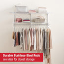 Rubbermaid Configurations Custom Closet Kit 3-6 Ft. Adjustable Metal Wire Shelving White Finish Expandable Organization System Hardware Included for Home Closet/Pantry/Laundry/Mudroom — 5