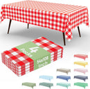 misaya 4 Packs Buffalo Disposable Table Cloth, 54 x 108 Inch Waterproof Plastic Tablecloth, Rectangle Red and White Checkered Table Covers for Picnic, Birthday, Party, Back to School | 54" x 108" - 4 Pack — 1