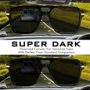 Retro Square Aviator Polarized Sunglasses Womens Mens Vintage Pilot Shades | Super Dark Black | Polarized Category 4 Lens — 3