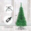 Goplus 4.5ft Prelit Pencil Christmas Tree, Premium Hinged Fir Tree, with Warm White LED Lights and Solid Metal Stand, Easy Assemble, Ideal Artificial Xmas Tree for Home and Office — 7
