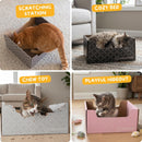 Hide & Scratch Cardboard Cat Scratcher Box & Bed Dark Grey Diamond Pad — 7