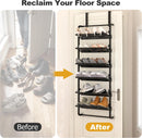 BUKFEN 6-Tier Adjustable Metal Shoe Rack, Over Door & Wall Mount Organizer — 4