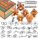 Brain Teaser Wooden Metal Puzzles - Easter Gifts for Kids Teens Brain Teaser Disentanglement Iron Link Unlock Interlock Game Chinese Ring Magic Trick Toy for Party Favors Kids Adults Challenge 32pack — 1