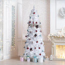 Yardenaler 7.5FT Artificial Christmas Tree with 350 LED Lights, 900 Branches Pre-Lit Pencil Christmas Tree, Slim Xmas Tree with Base for Indoor, Cool White Lights Festival Decoration for Party, White — 3