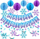 meowtastic Birthday Decorations Happy Birthday Banner with Honeycomb Balls | FrozenBanner | Snow — 1
