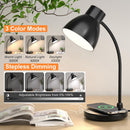 LED Desk Lamp for Home Office with Wireless Charger, Black — 3
