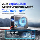 50W Magnetic Liquid-Cooled Phone Cooler for Gaming Live Streaming, 2.1M Extra Long Red Cable, 31dB Low Noise RGB Radiator for MagSafe iPhone Android iPad Tablet, Gray photo 4