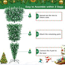 HAPPYGRILL 7.5FT Pre-Lit Upside Down Christmas Tree Snow Christmas Tree with 1100 Branch Tips, 400 LED Lights, 8 Lighting Modes, Artificial Xmas Tree for Holiday Decor — 7