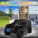 X AUTOHAUX Car Cover for Jeep Wrangler JK JL YJ TJ 4 Door 2007-2021 Outdoor Waterproof Sun Rain Dust Wind Snow Protection w/Driver Door Zipper Black — 3